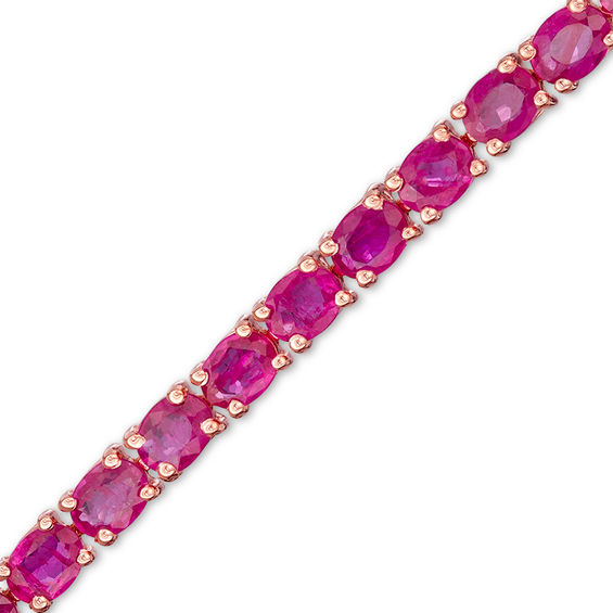 EFFY™ Collection Oval Ruby Tennis Bracelet in 14K Rose Gold