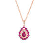 Thumbnail Image 0 of EFFY™ Collection Pear-Shaped Ruby and 0.07 CT. T.W. Diamond Frame Pendant in 14K Rose Gold