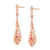 Thumbnail Image 3 of EFFY™ Collection Ruby and 0.37 CT. T.W. Diamond Pendulum Vintage-Style Drop Earrings in 14K Rose Gold