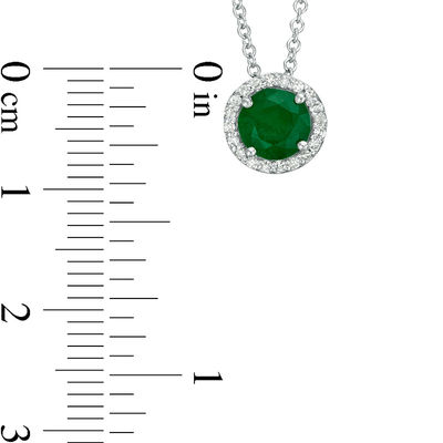 EFFY™ Collection 6.0mm Emerald and 0.08 CT. T.W. Diamond Frame Pendant in 14K White Gold