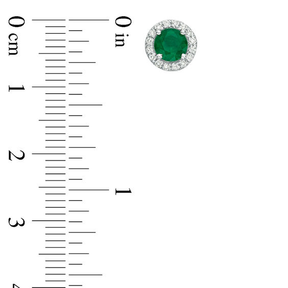 EFFY™ Collection 5.0mm Emerald and 0.12 CT. T.W. Diamond Frame Stud Earrings in 14K White Gold