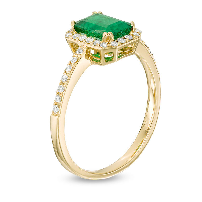 EFFY™ Collection Emerald-Cut Emerald and 0.20 CT. T.W. Diamond Frame ...