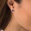 EFFY™ Collection 5.0mm Blue Sapphire and 0.12 CT. T.W. Diamond Frame Stud Earrings in 14K White Gold