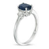 Thumbnail Image 2 of EFFY™ Collection Oval Blue Sapphire and 0.15 CT. T.W. Diamond Three Stone Ring in 14K White Gold