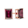 Thumbnail Image 0 of EFFY™ Collection Emerald-Cut Rhodolite Garnet Solitaire Stud Earrings in 14K Rose Gold