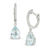 EFFY™ Collection Pear-Shaped Aquamarine and 0.10 CT. T.W. Diamond Drop Earrings in 14K White Gold