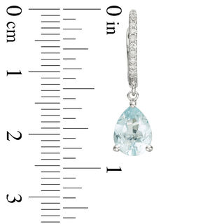 EFFY™ Collection Pear-Shaped Aquamarine and 0.10 CT. T.W. Diamond Drop Earrings in 14K White Gold