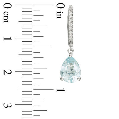 EFFY™ Collection Pear-Shaped Aquamarine and 0.10 CT. T.W. Diamond Drop Earrings in 14K White Gold