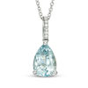 EFFY™ Collection Pear-Shaped Aquamarine and Diamond Accent Pendant in 14K White Gold