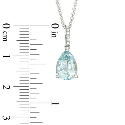 EFFY™ Collection Pear-Shaped Aquamarine and Diamond Accent Pendant in 14K White Gold