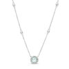 EFFY™ Collection 6.0mm Aquamarine and 0.10 CT. T.W. Diamond Frame and Station Necklace in 14K White Gold