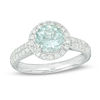 EFFY™ Collection 7.0mm Aquamarine and 0.44 CT. T.W. Diamond Frame Ring in 14K White Gold