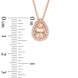 EFFY™ Collection Pear-Shaped Morganite and 0.10 CT. T.W. Diamond Frame Pendant in 14K Rose Gold