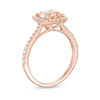 Thumbnail Image 2 of EFFY™ Collection 6.5mm Cushion-Cut Morganite and 0.33 CT. T.W. Diamond Frame Ring in 14K Rose Gold