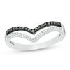 Thumbnail Image 0 of 0.10 CT. T.W. Enhanced Black and White Diamond Double Row Chevron Ring in Sterling Silver