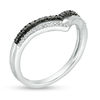 Thumbnail Image 2 of 0.10 CT. T.W. Enhanced Black and White Diamond Double Row Chevron Ring in Sterling Silver