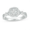 0.115 CT. T.W. Composite Diamond Cushion Frame Vintage-Style Ring in Sterling Silver