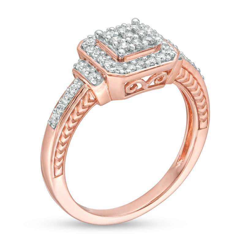 0.29 CT. T.W. Composite Diamond Octagon Frame Collar Ring in 10K Rose Gold|Peoples Jewellers