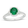 EFFY™ Collection 6.5mm Emerald and 0.33 CT. T.W. Diamond Frame Ring in 14K White Gold