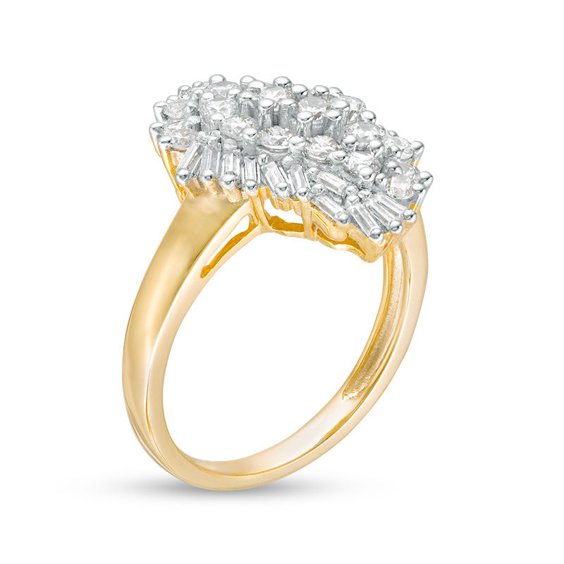 0.95 CT. T.W. Baguette and Round Composite Cascade Diamond Ring in 10K Gold|Peoples Jewellers