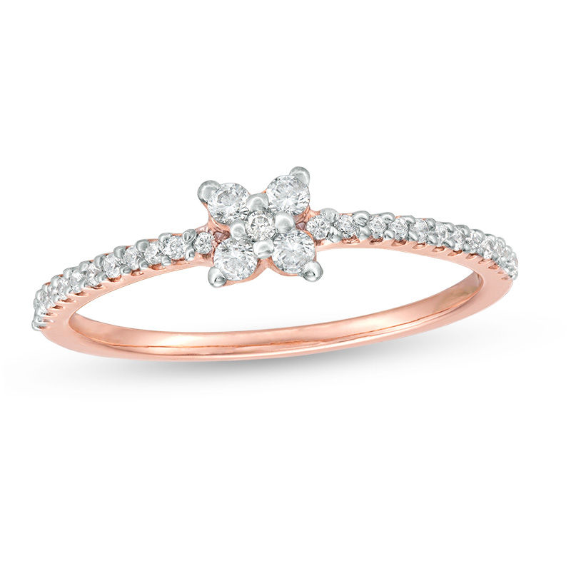 0.18 CT. T.W. Diamond Flower Ring in 10K Rose Gold|Peoples Jewellers