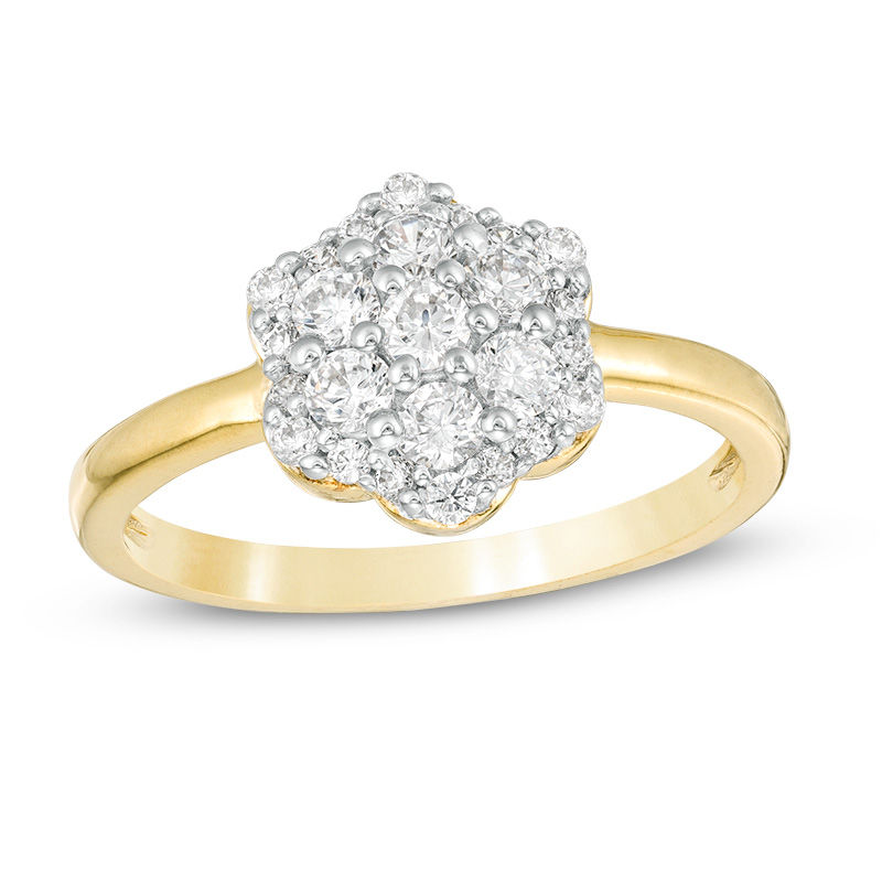 0.45 CT. T.W. Composite Diamond Flower Frame Ring in 10K Gold|Peoples Jewellers
