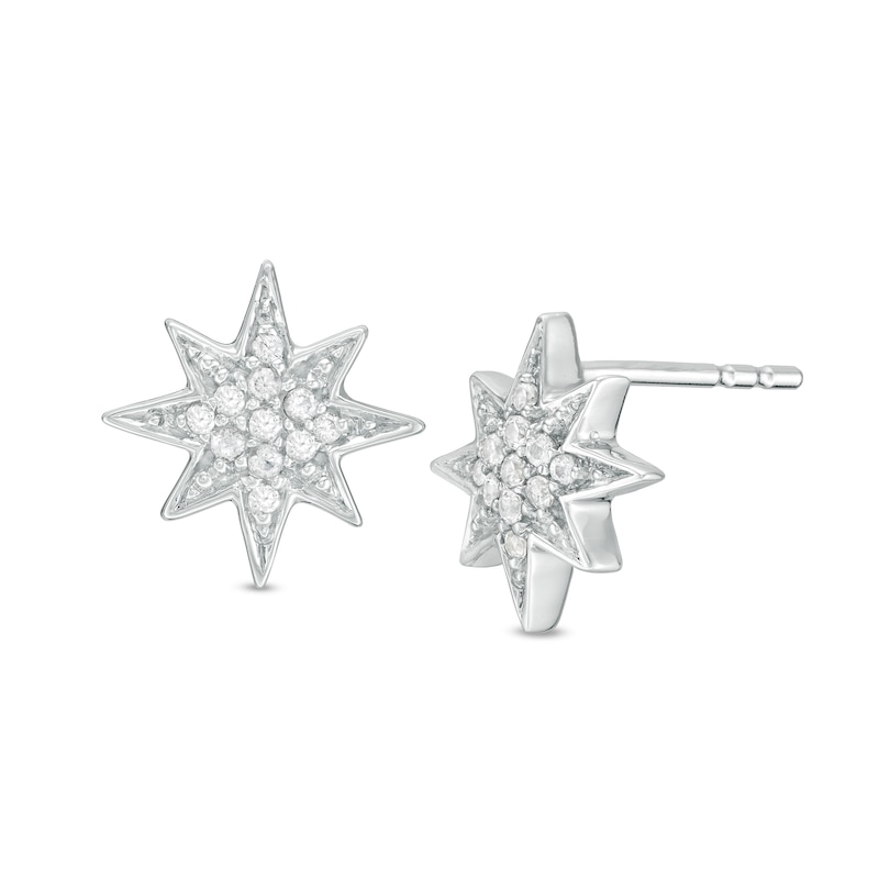 0.086 CT. T.W. Composite Diamond Starburst Stud Earrings in 10K White Gold|Peoples Jewellers