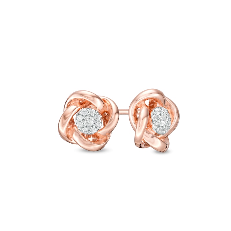 0.085 CT. T.W. Composite Diamond Love Knot Stud Earrings in 10K Rose Gold|Peoples Jewellers