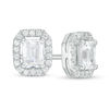 Thumbnail Image 0 of 0.45 CT. T.W. Certified Emerald-Cut Diamond Octagon Frame Stud Earrings in 14K White Gold (I/I1)