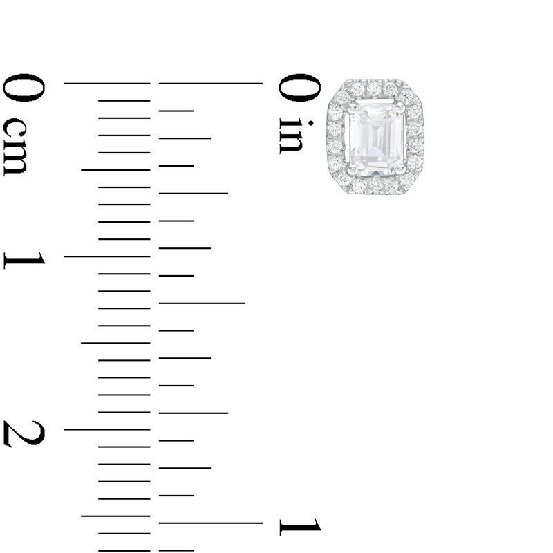0.45 CT. T.W. Certified Emerald-Cut Diamond Octagon Frame Stud Earrings in 14K White Gold (I/I1)