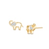 Thumbnail Image 0 of Diamond Accent Elephant Stud Earrings in Sterling Silver and 14K Gold Plate