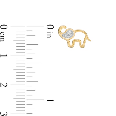 Diamond Accent Elephant Stud Earrings in Sterling Silver and 14K Gold Plate