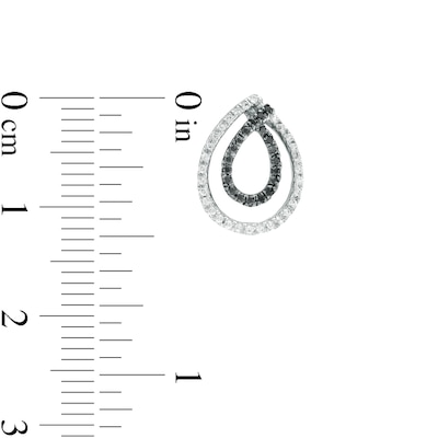 0.29 CT. T.W. Enhanced Black and White Diamond Double Teardrop Outline Drop Earrings in 10K White Gold