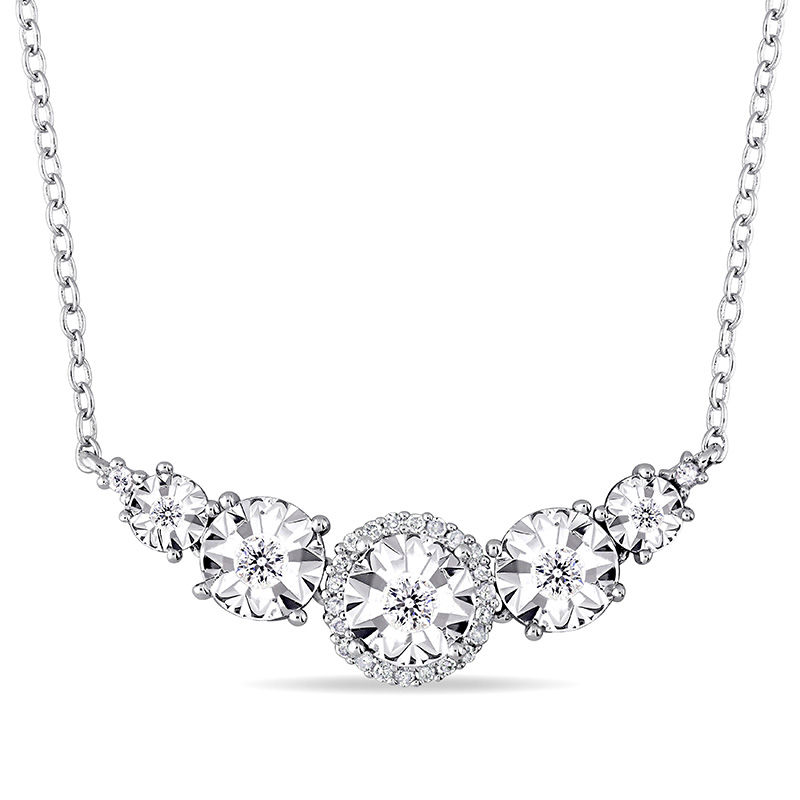 0.15 CT. T.W. Diamond Curve Necklace in Sterling Silver - 17"|Peoples Jewellers