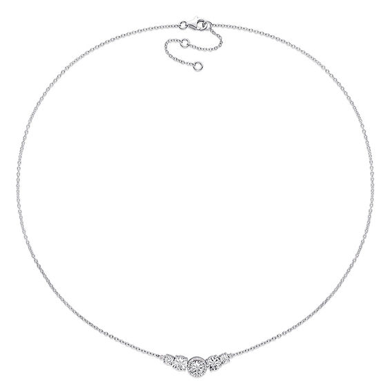 0.15 CT. T.W. Diamond Curve Necklace in Sterling Silver - 17"