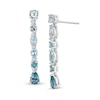 Multi-Shaped Blue Topaz Linear Drop Earrings in Sterling Silver