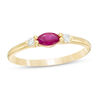 Sideways Marquise Ruby and 0.066 CT. T.W. Diamond Side Accent Stackable Band in 10K Gold