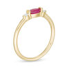 Thumbnail Image 2 of Sideways Marquise Ruby and 0.066 CT. T.W. Diamond Side Accent Stackable Band in 10K Gold