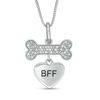 0.10 CT. T.W. Diamond Dog Bone and "BFF" Heart Pendant in Sterling Silver