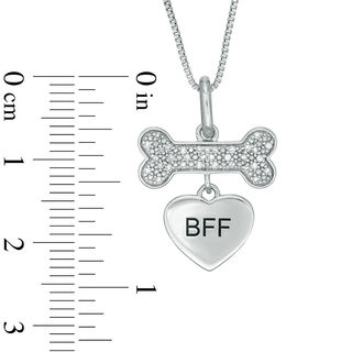 0.10 CT. T.W. Diamond Dog Bone and "BFF" Heart Pendant in Sterling Silver