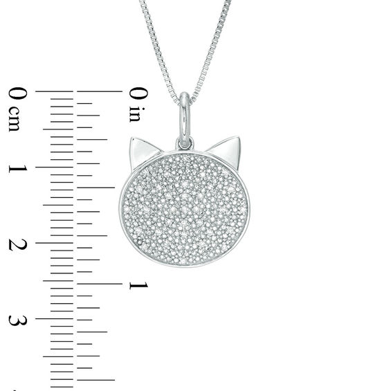 0.10 CT. T.W. Diamond Cat Face Pendant in Sterling Silver