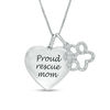 Thumbnail Image 0 of 0.10 CT. T.W. Diamond Paw Print Outline and "Proud rescue mom" Heart Charm Pendant in Sterling Silver