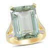 Thumbnail Image 0 of Emerald-Cut Green Quartz and 0.44 CT. T.W. Diamond Split Shank Ring in 14K Gold