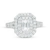 Celebration Canadian Ideal 1.70 CT. T.W. Emerald-Cut Certified Diamond Double Frame Engagement Ring in 14K White Gold (I/SI2)