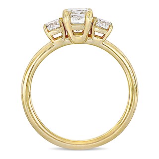 1.50 CT. T.W. Cushion-Cut Diamond Three Stone Engagement Ring in 14K Gold