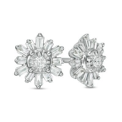 0.25 CT. T.W. Diamond Snowflake Stud Earrings in 10K White Gold