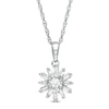 0.20 CT. T.W. Baguette and Round Diamond Snowflake Pendant in 10K White Gold