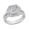 0.23 CT. T.W. Princess-Cut Composite Diamond Art Deco Bridal Set in Sterling Silver