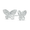 Thumbnail Image 0 of Diamond Accent and Beaded Butterfly Stud Earrings in Sterling Silver