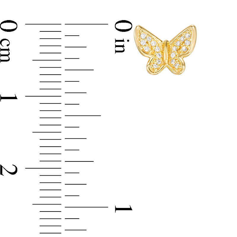 0.09 CT. T.W. Diamond Butterfly Stud Earrings in 10K Gold